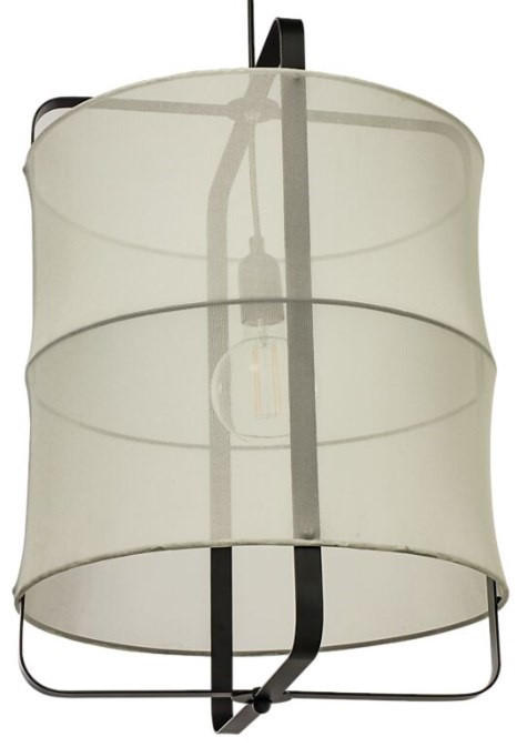 HÄNGLAMPA 45/52 cm  - vit/svart, Klassisk, metall/textil (45/52cm)