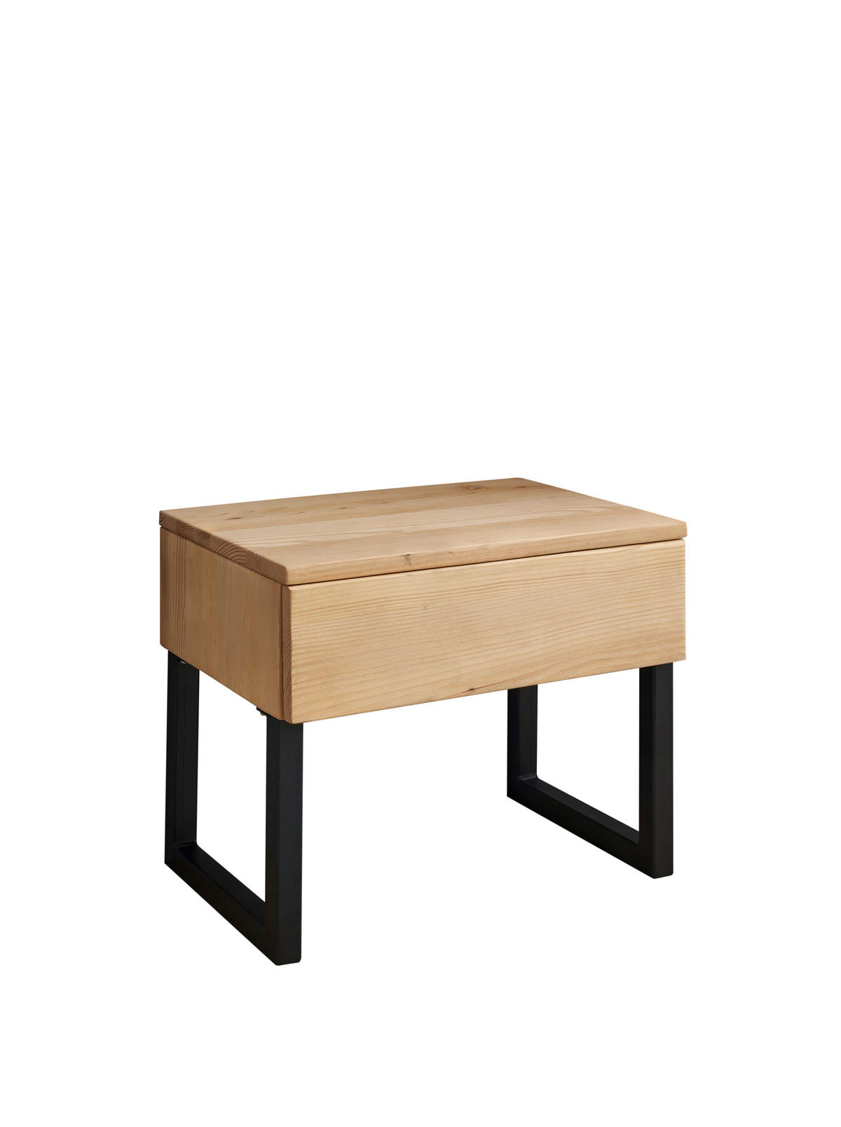 Noptieră, 50/42/36 cm, masiv molid negru, culoare lemn molid - culoare lemn molid/negru, Lifestyle, lemn/metal (50/42/36cm) - Linea Natura