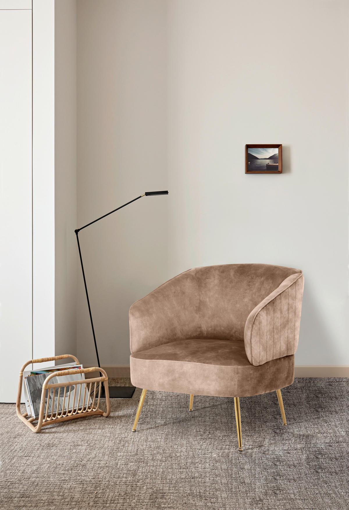 FOTOLIU in textil taupe  - auriu/taupe, Design, metal/textil (76/69/75cm) - Livetastic