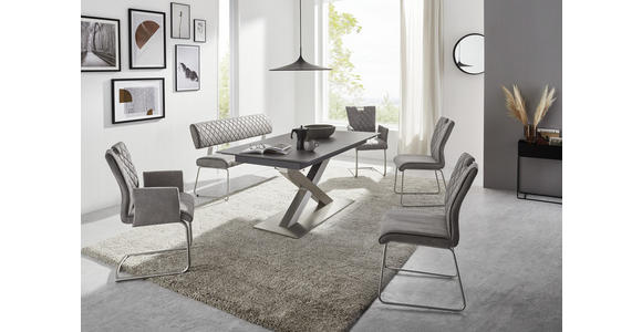 SITZBANK 140/87,5/62 cm in Edelstahlfarben, Dunkelgrau - Edelstahlfarben/Dunkelgrau, Design, Textil/Metall (140/87,5/62cm) - Dieter Knoll