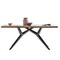 ESSTISCH 200/100/80,5 cm Echtholz  Holz, Metall rechteckig Naturfarben, Schwarz  - Schwarz/Naturfarben, MODERN, Holz/Metall (200/100/80,5cm) - MID.YOU