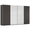 SCHWEBETÜRENSCHRANK 361/235/68 cm 4-türig Graphitfarben, Weiß  - Chromfarben/Graphitfarben, KONVENTIONELL, Glas/Holzwerkstoff (361/235/68cm) - Novel