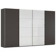SCHWEBETÜRENSCHRANK 361/235/68 cm 4-türig Graphitfarben, Weiß  - Chromfarben/Graphitfarben, KONVENTIONELL, Glas/Holzwerkstoff (361/235/68cm) - Novel