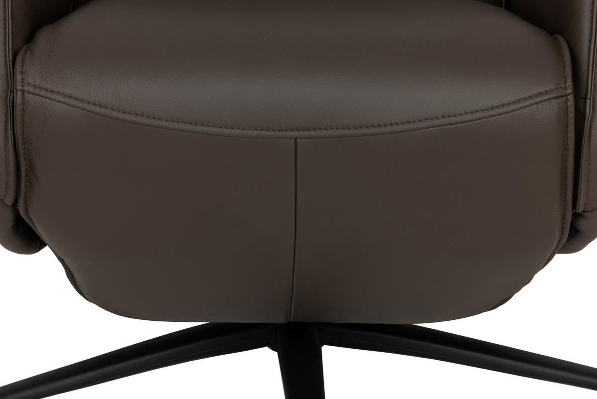 RELAXSESSEL Lederlook Echtleder    - Schwarz/Braun, Design, Leder/Holz (79/110/83cm) - Livetastic