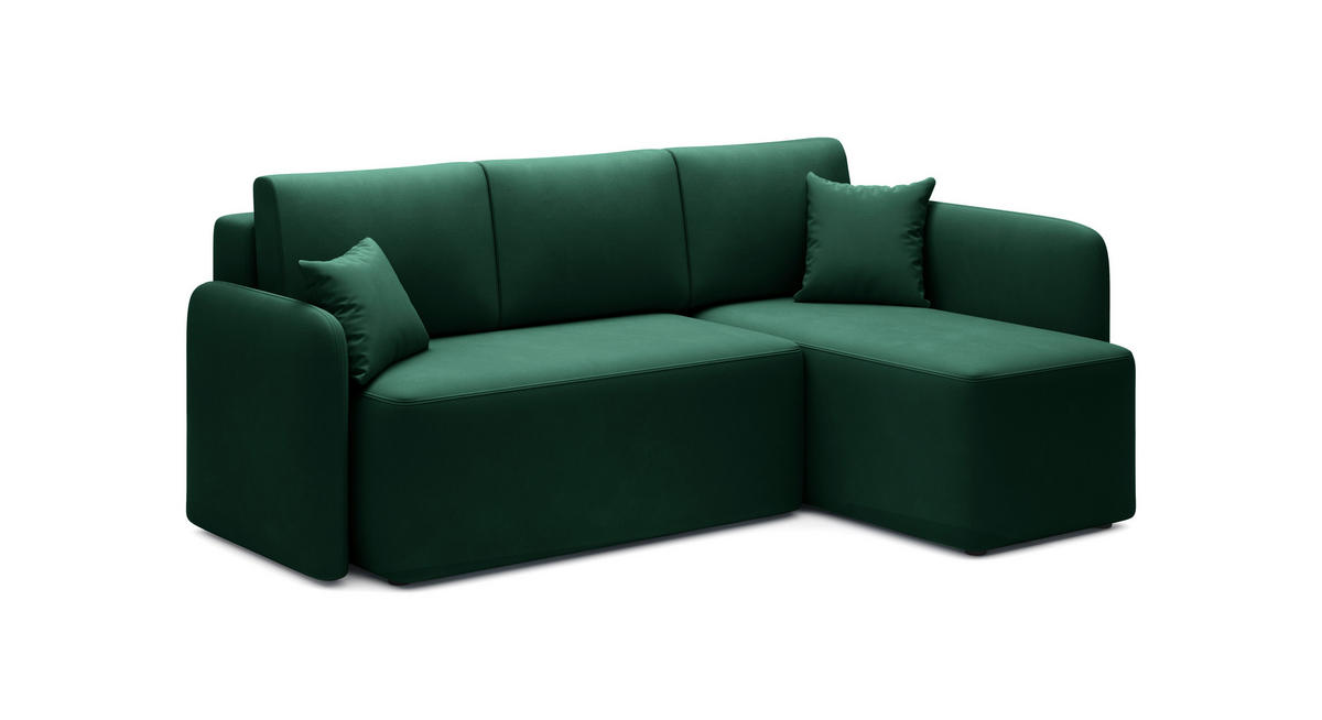 ECKSOFA in Plüsch Grün  206/150 cm  - Schwarz/Grün, Design, Kunststoff/Textil (206/150cm) - MID.YOU