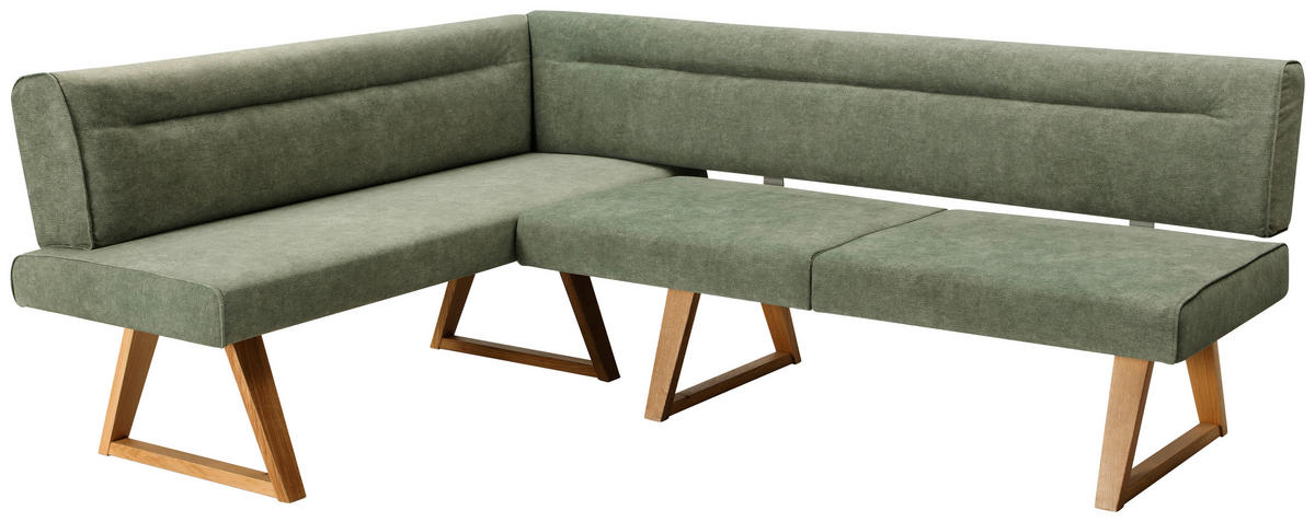 ECKBANK in Holz, Textil Grün, Eichefarben  - Eichefarben/Grün, Konventionell, Holz/Textil (170/230cm) - Moderano