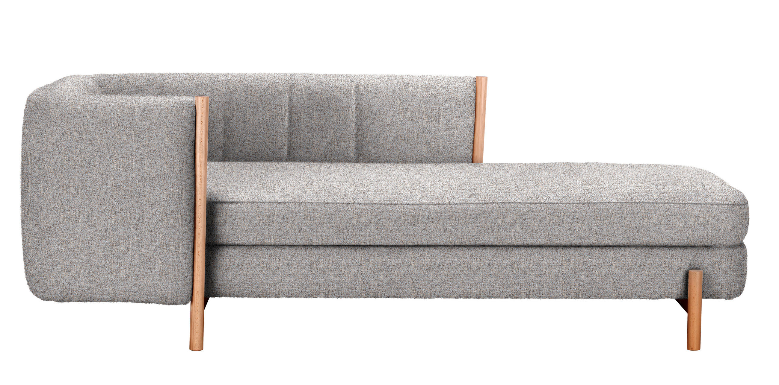 RÉCAMIERE Blaugrau Plüsch  - Blaugrau/Naturfarben, Design, Holz/Textil (216/90/109cm) - Niels Andersson