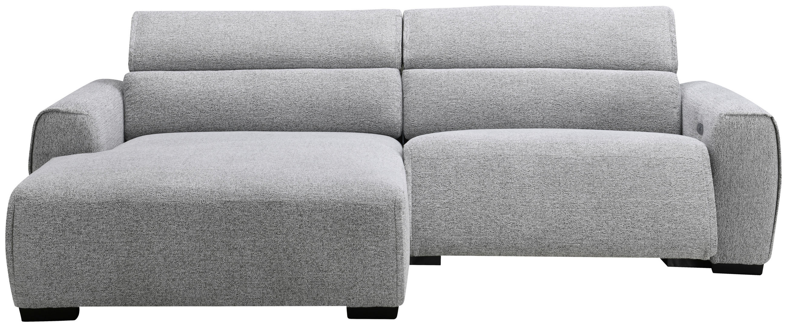 ECKSOFA Hellgrau Mikrofaser  - Hellgrau/Schwarz, Design, Textil/Metall (172/256cm) - Carryhome