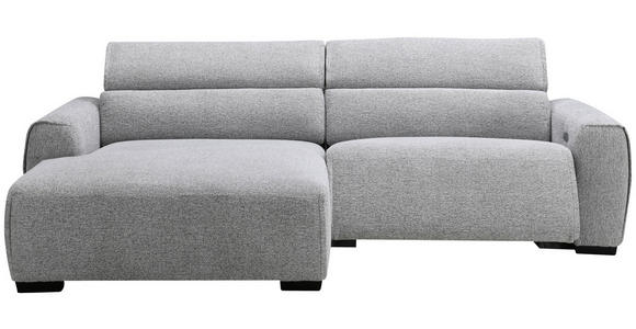 ECKSOFA in Mikrofaser Hellgrau  172/256 cm  - Hellgrau/Schwarz, Design, Textil/Metall (172/256cm) - Carryhome