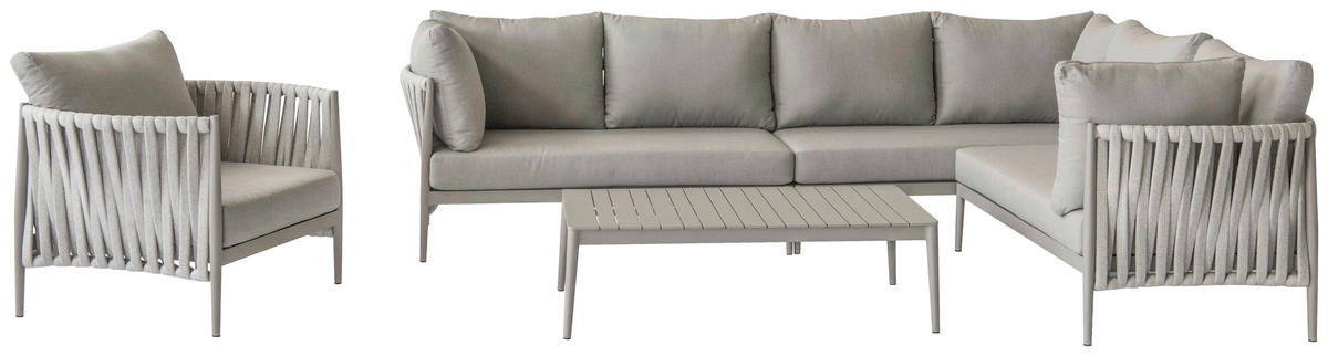 LOUNGESESSEL Hellgrau Aluminium  - Hellgrau, Design, Textil/Metall (91/81/68cm) - Amatio