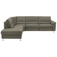 ECKSOFA in Echtleder Hellgrau  - Hellgrau/Alufarben, Basics, Leder/Metall (249/290cm) - Beldomo Premium