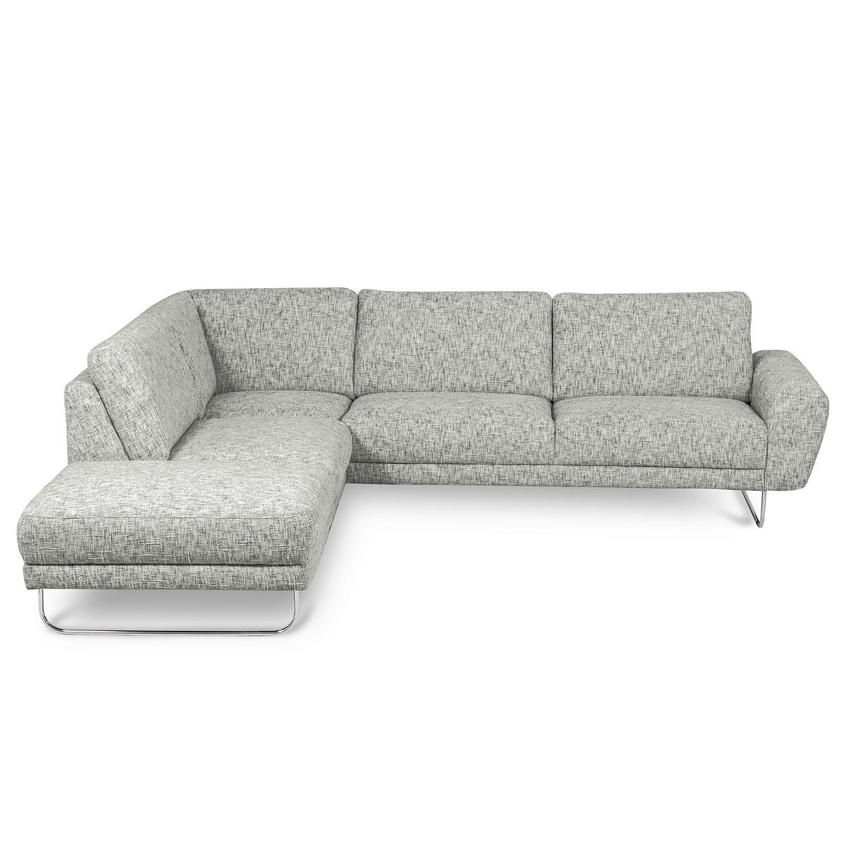ECKSOFA 250/273 cm SPRING in Webstoff Grau Zierkissen  250/273 cm  - Chromfarben/Grau, Design, Textil/Metall (250/273cm) - Livetastic