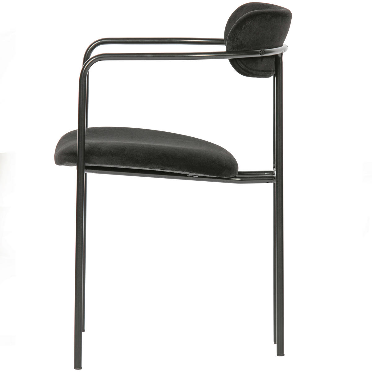 ARMLEHNSTUHL-SET 2 Stück  in Eisen Samt  - Schwarz, MODERN, Textil/Metall (52/74/50cm) - Livetastic