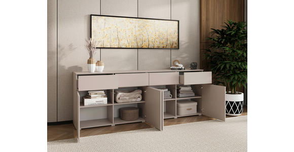 SIDEBOARD  220/80/40 cm 4 Schublade(n)  - Kaschmir/Silberfarben, Design, Holzwerkstoff/Kunststoff (220/80/40cm) - Xora