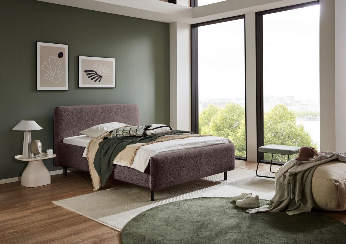 POLSTERBETT 140/200 cm  in Anthrazit, Silberfarben  - Anthrazit/Silberfarben, Design, Textil/Metall (140/200cm) - Xora
