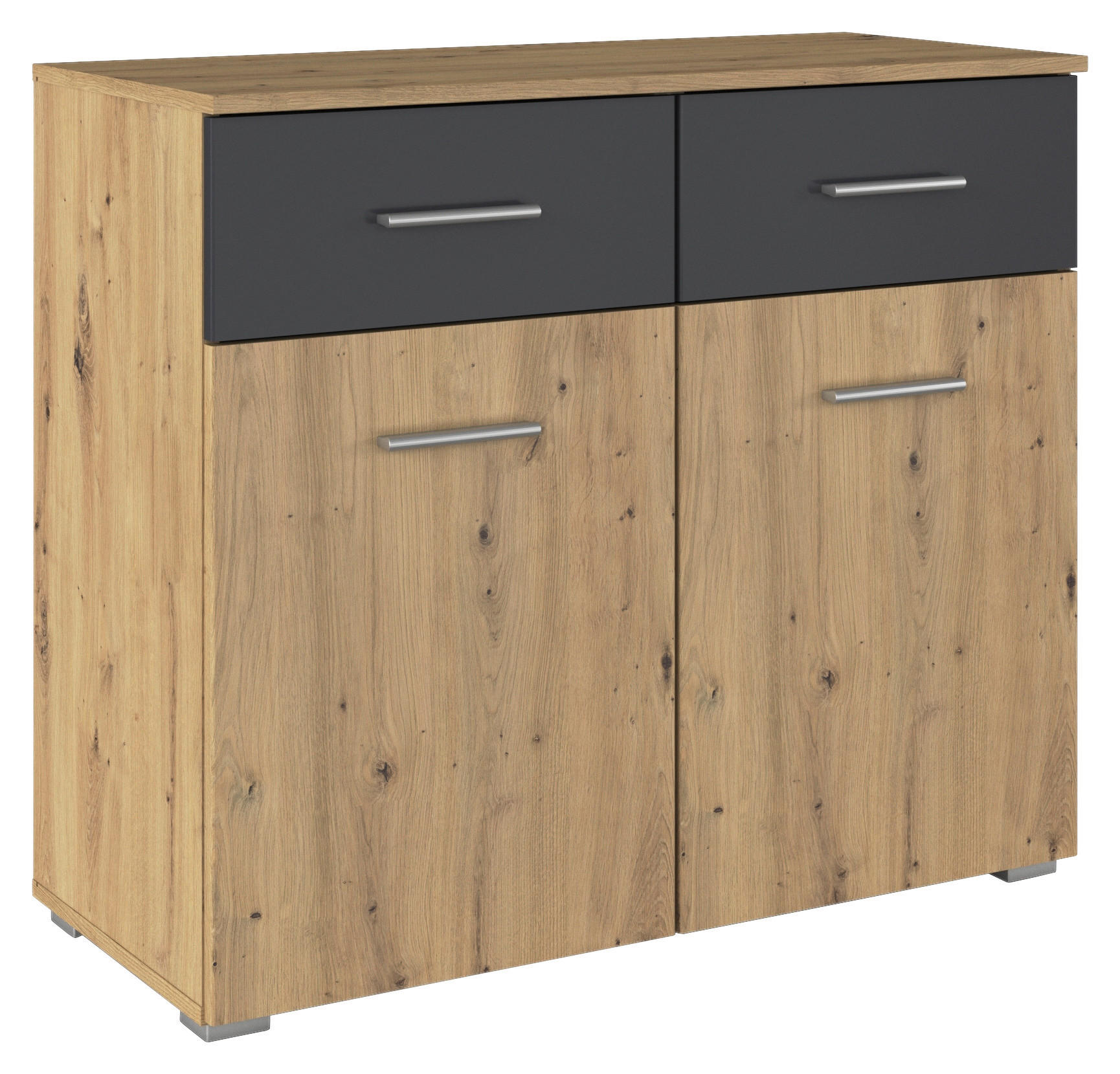 KOMMODE  in 93/81/42 cm  - Alufarben/Eiche Artisan, KONVENTIONELL, Holzwerkstoff/Kunststoff (93/81/42cm)