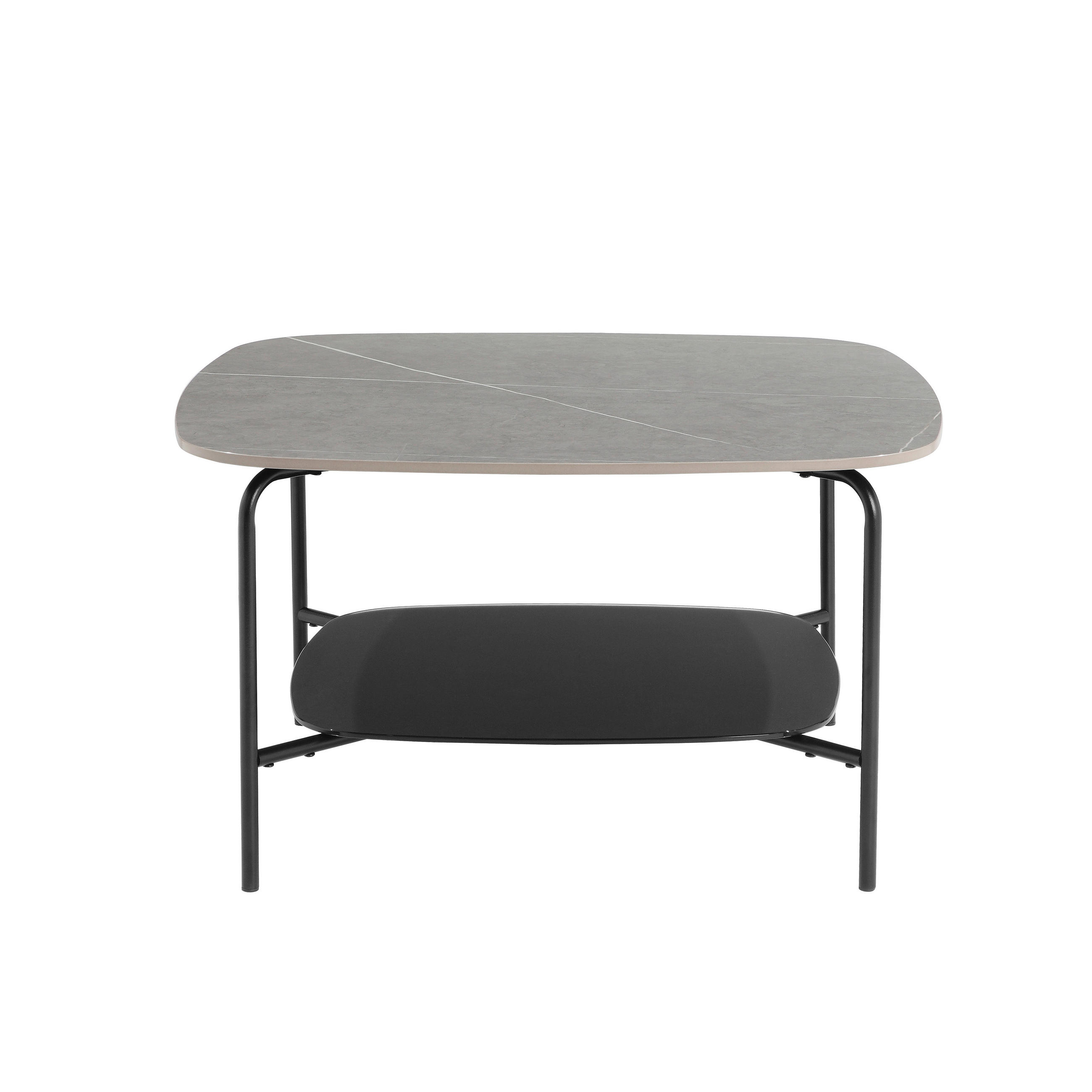 COUCHTISCH in Metall, Glas, Stein 75/75/42 cm  - Schwarz/Grau, Design, Glas/Stein (75/75/42cm) - Carryhome