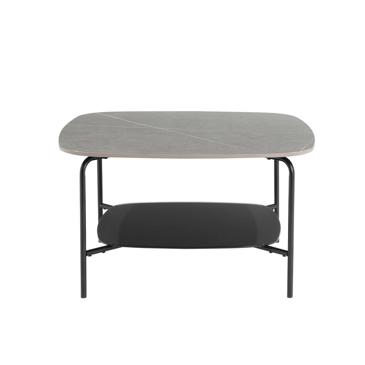 COUCHTISCH in Metall, Glas, Stein 75/75/42 cm  - Schwarz/Grau, Design, Glas/Stein (75/75/42cm) - Carryhome