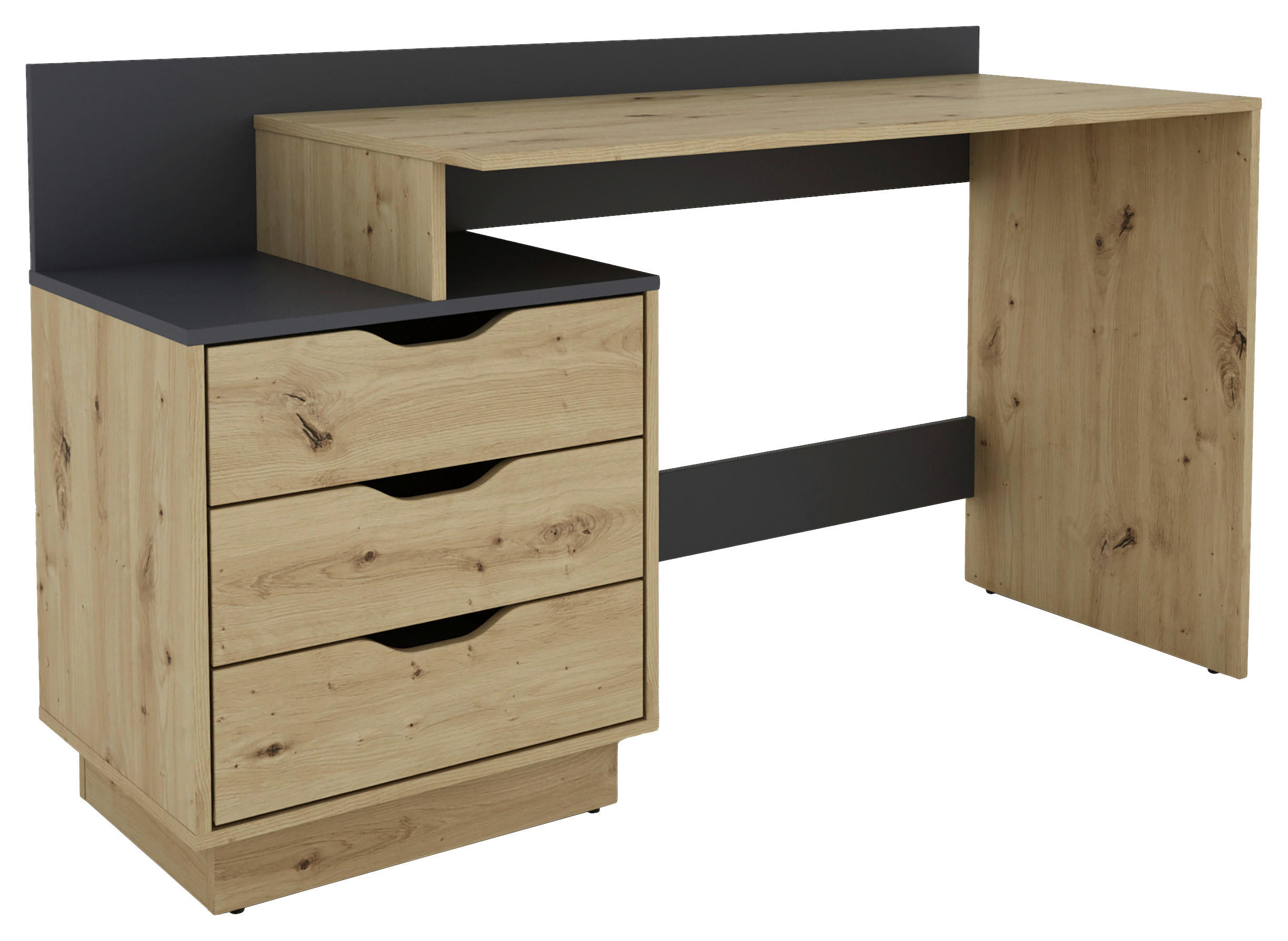 SCHREIBTISCH 138/51,5/83,5 cm Anthrazit, Eiche Artisan Stauraum, seitenverkehrt montierbar, in verschiedenen Holz-Dekoren erhältlich  - Anthrazit/Eiche Artisan, MODERN, Holzwerkstoff (138/51,5/83,5cm) - MID.YOU