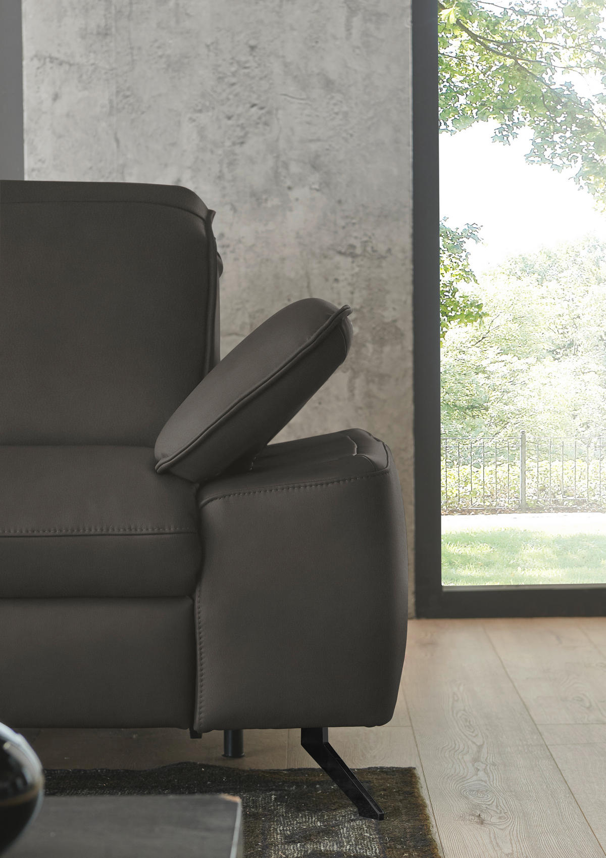 ECKSOFA  Echtleder Taupe  - Taupe/Schwarz, Design, Leder/Metall (169/307cm) - Beldomo Premium