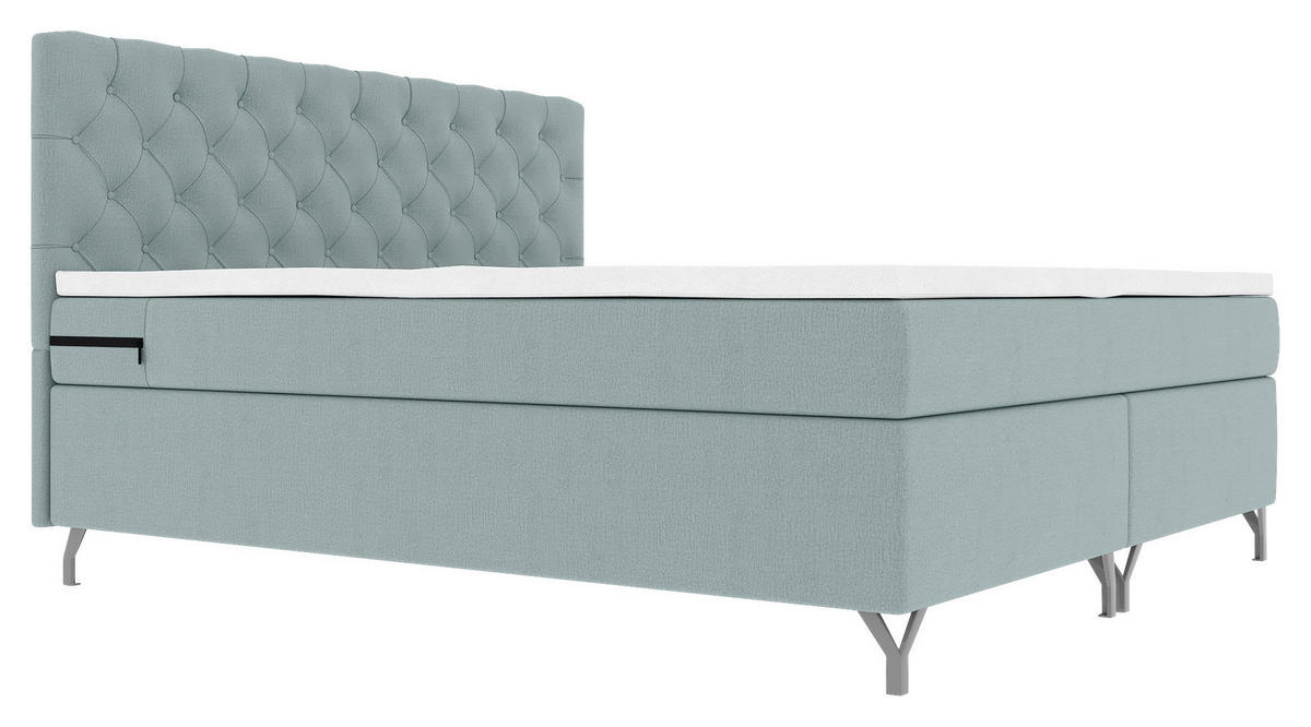 BOXSPRINGBETT 160/200 cm  in Hellgrau  - Chromfarben/Hellgrau, KONVENTIONELL, Textil/Metall (160/200cm) - Boxxx