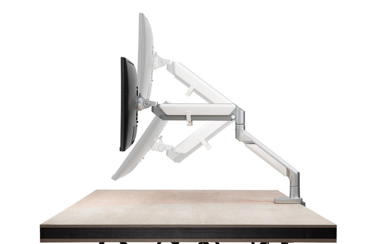 MONITOR-HALTERUNG Metall, Kunststoff Grau, Weiß  - Weiß/Grau, Design, Kunststoff/Metall (56/69,5/11,7cm) - Boxxx
