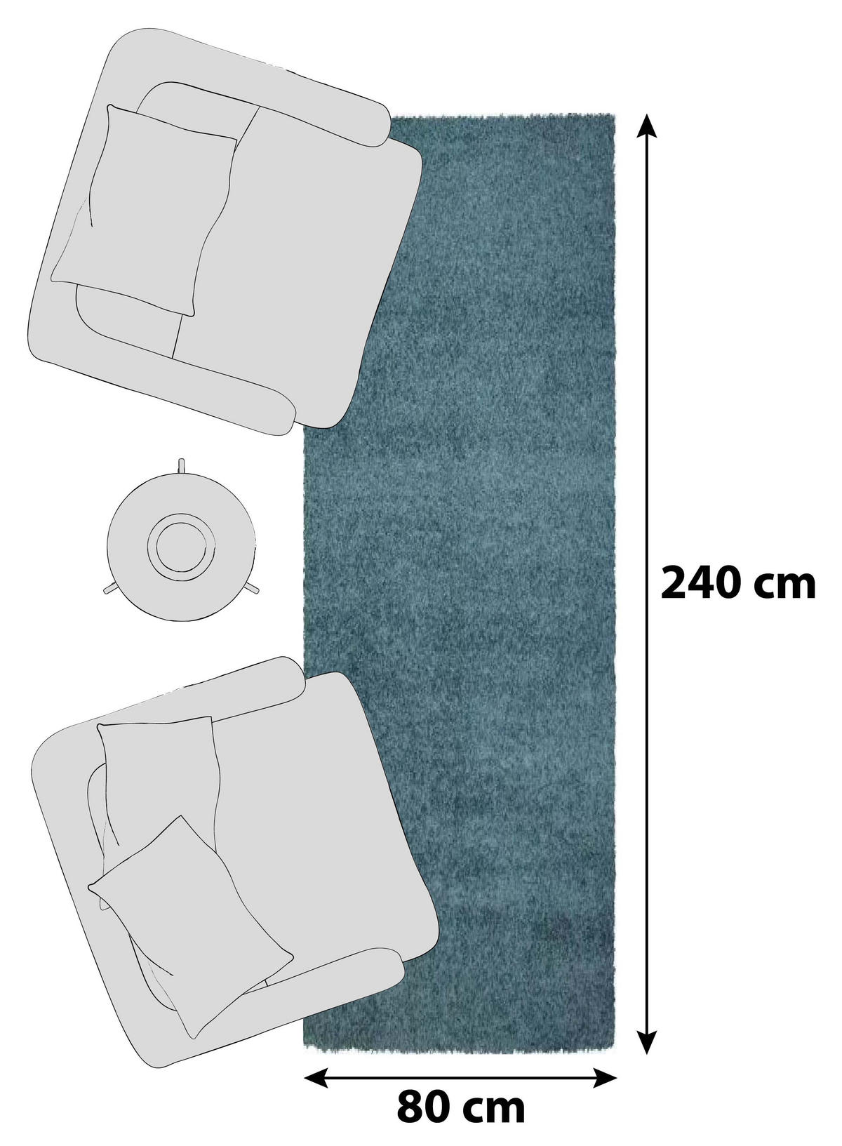 HOCHFLORTEPPICH 80/240 cm Fashion Shaggy Petrol  - Petrol, Basics, Textil (80/240cm) - Novel