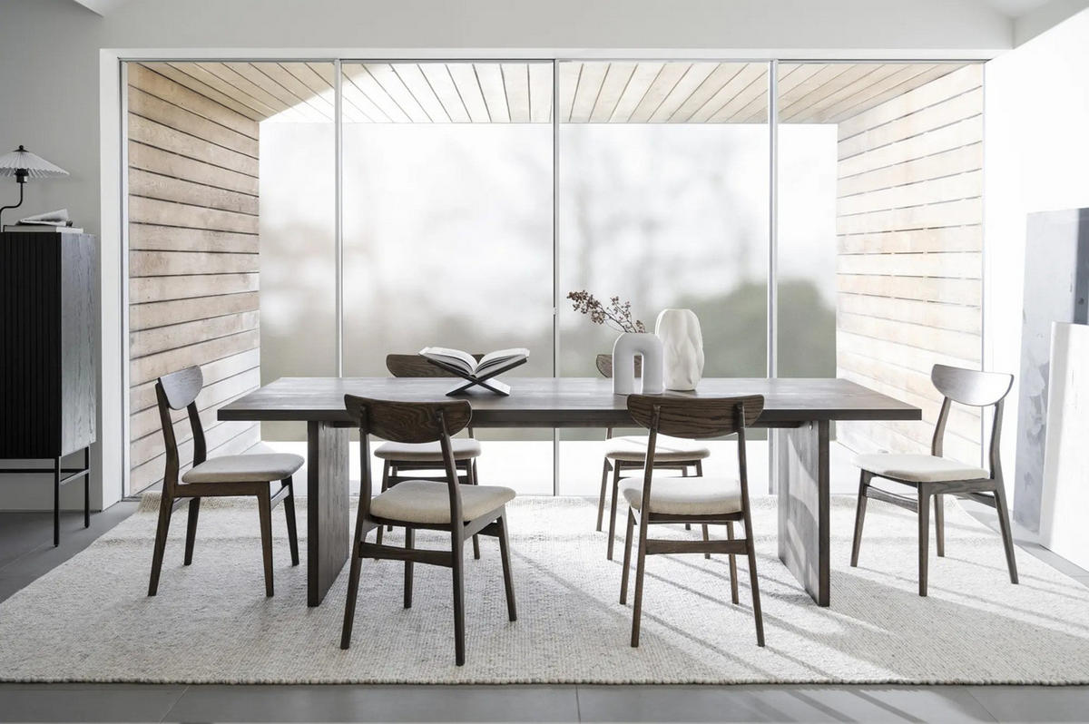 STOL   flatväv  - beige/brun, Klassisk, trä/textil (44/85/51cm) - Rowico