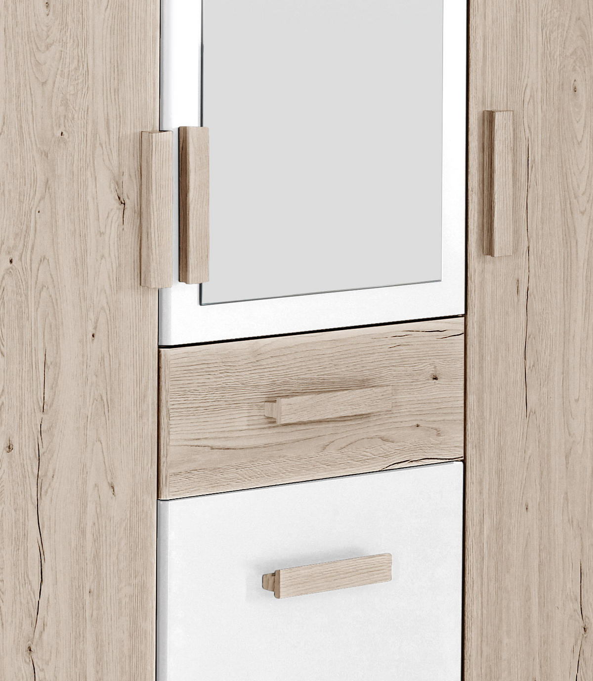 DREHTÜRENSCHRANK in Weiss, Eichefarben  - Weiss/Eichefarben, Design, Glas/Holzwerkstoff (135/199/58cm) - MID.YOU