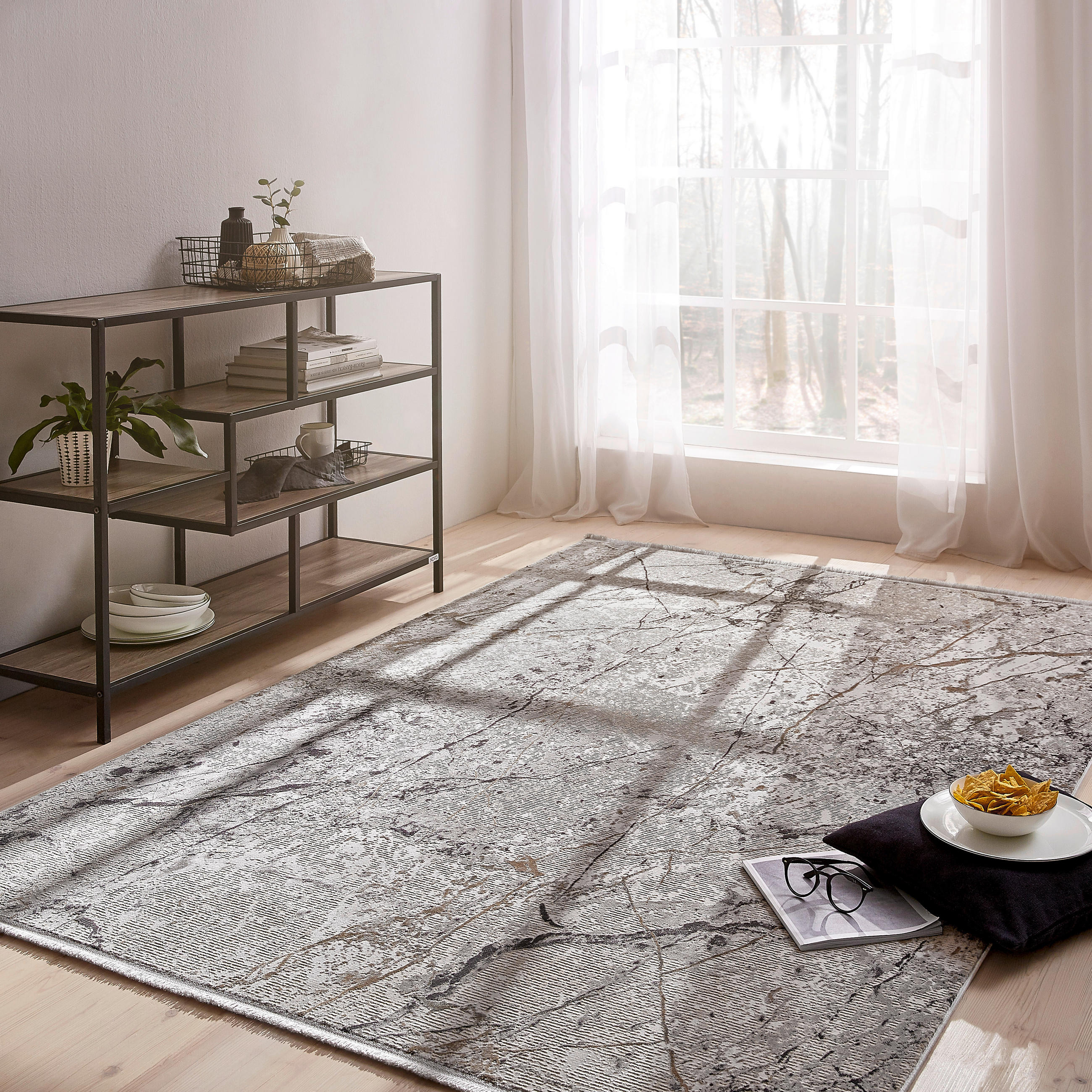 TKANÝ KOBEREC, 200/290 cm, barvy stříbra - barvy stříbra, Design, textil (200/290cm) - Dieter Knoll