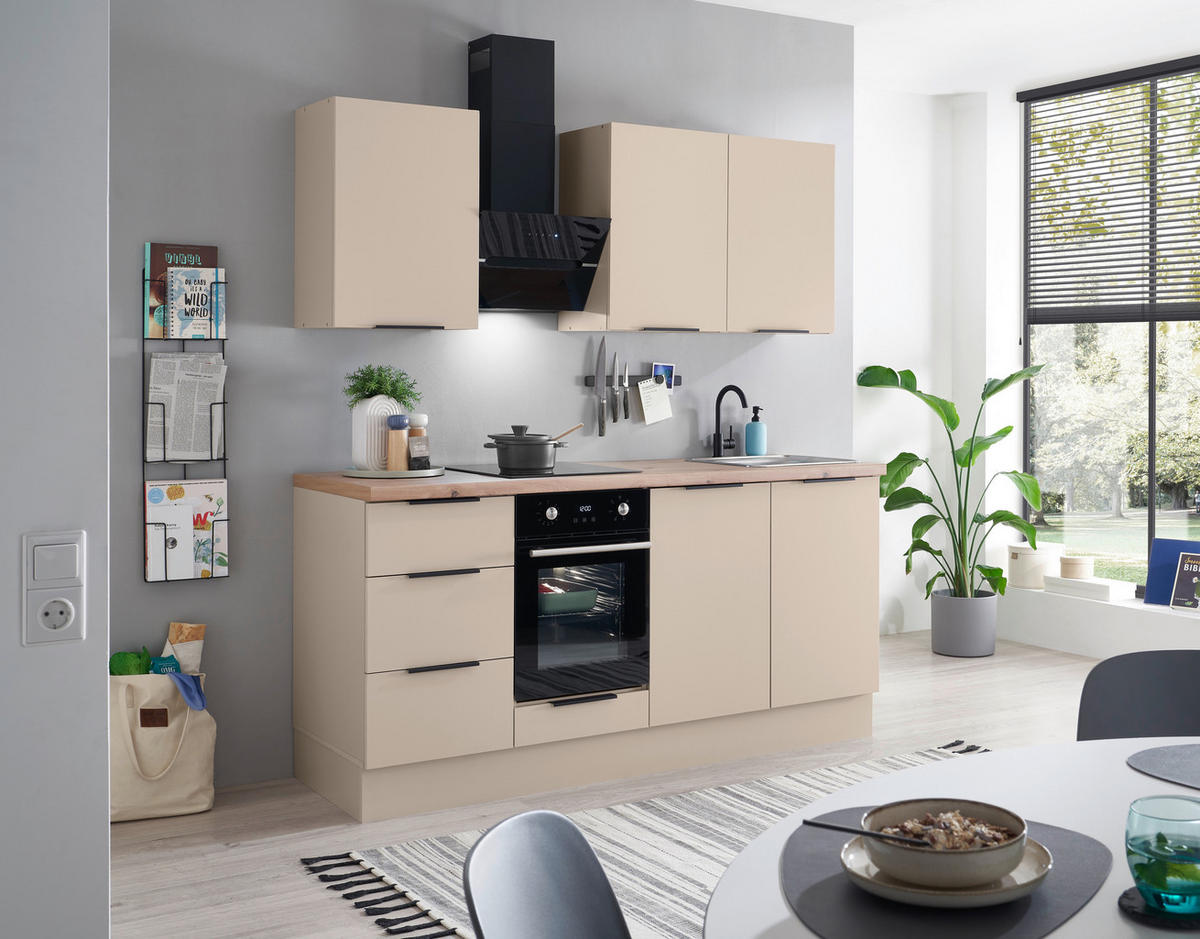 KÜCHENBLOCK   in Kaschmir  - Kaschmir/Schwarz, Basics, Holzwerkstoff/Metall (180/210/60cm) - Carryhome