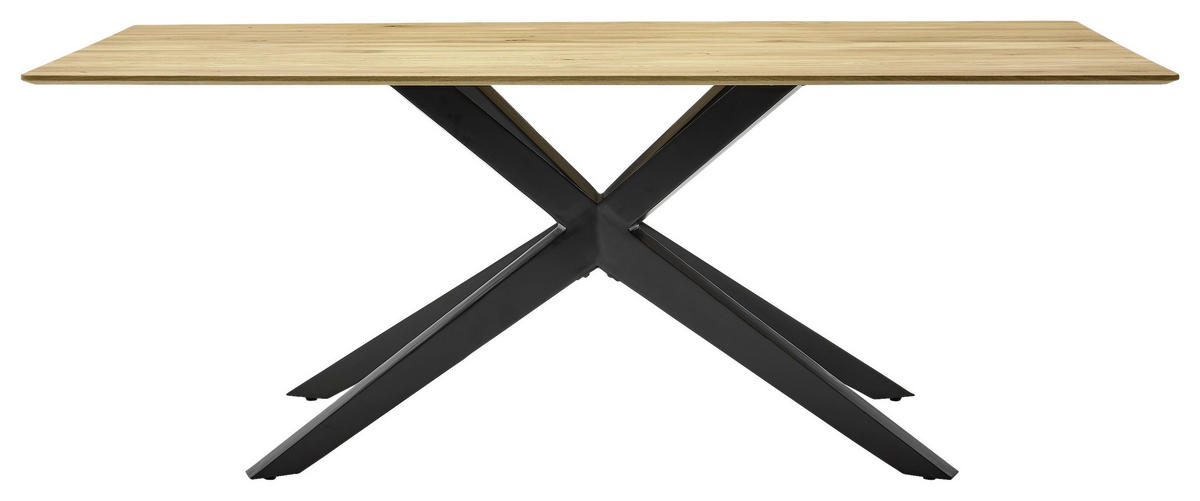 ESSTISCH Eiche massiv rechteckig Eichefarben  - Eichefarben/Schwarz, Design, Holz/Metall (220/100/77cm) - Musterring