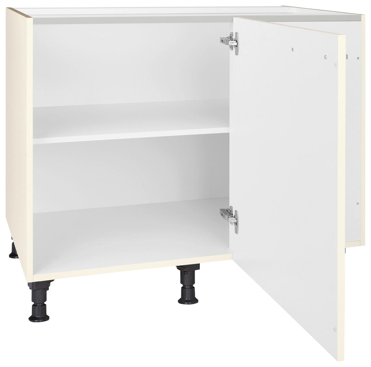 ECKUNTERSCHRANK 125/87/65 cm  - Edelstahlfarben/Magnolie, MODERN, Holzwerkstoff/Metall (125/87/65cm) - Nobilia