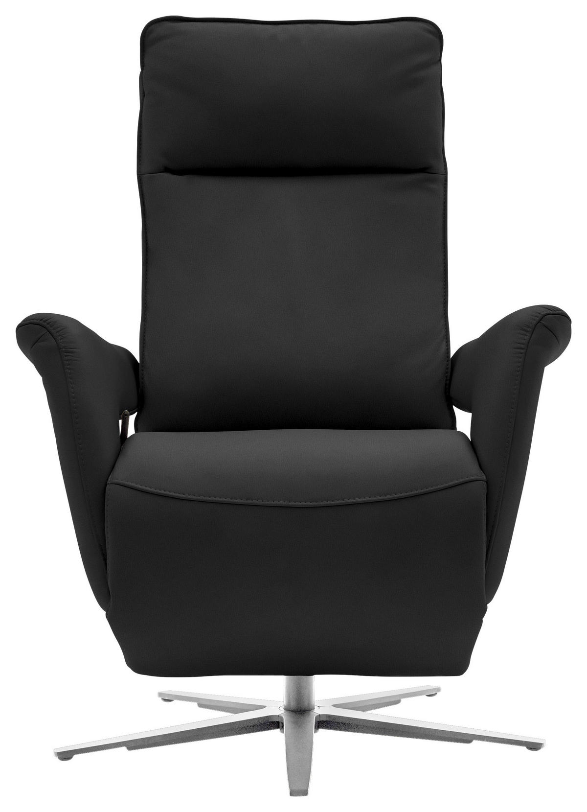 RELAXSESSEL in Leder Schwarz  - Edelstahlfarben/Schwarz, Design, Leder/Metall (79-83/116/87-176cm) - Valdera