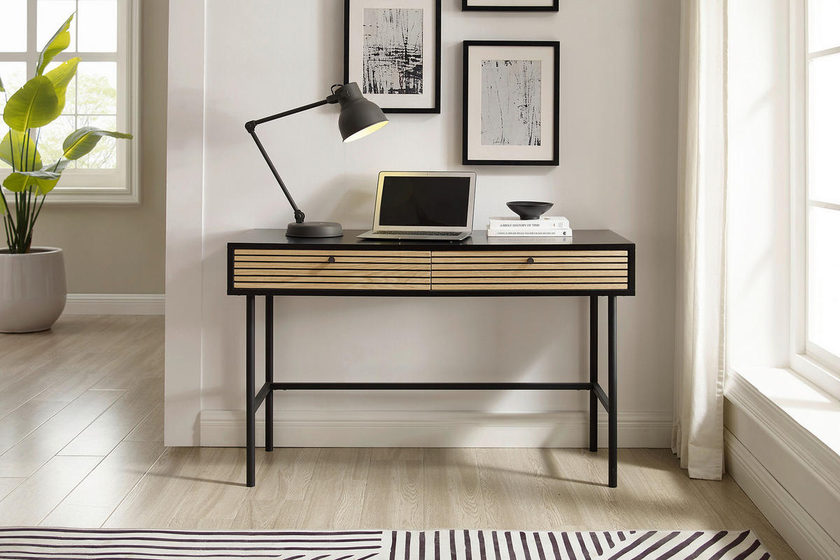 SCHREIBTISCH 120/50/75 cm  in Schwarz, Eichefarben  - Eichefarben/Schwarz, Design, Holz/Holzwerkstoff (120/50/75cm) - Livetastic