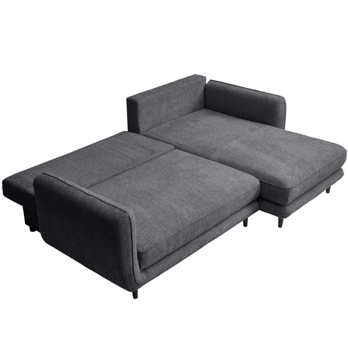 ECKSOFA in Struktur Grau  - Schwarz/Grau, Konventionell, Holz/Textil (247/170cm) - Carryhome