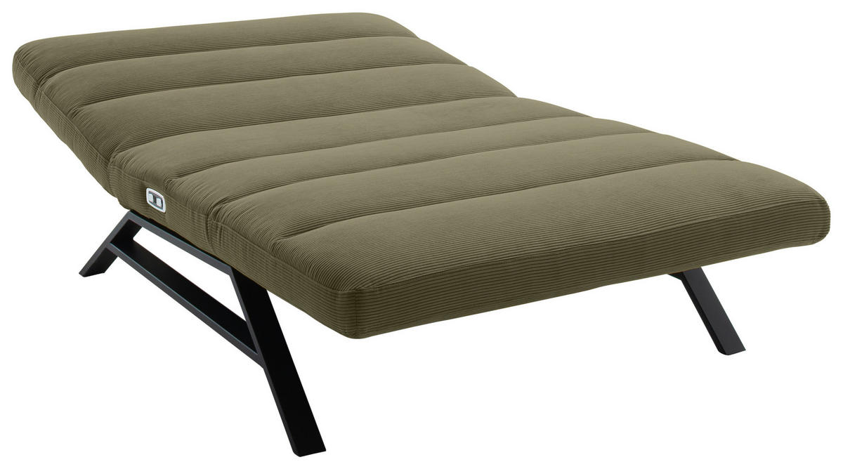 RELAXLIEGE Feincord Dunkelgrün  - Dunkelgrün/Schwarz, Design, Textil/Metall (120/54-113/158-198cm) - Pure Home Lifestyle