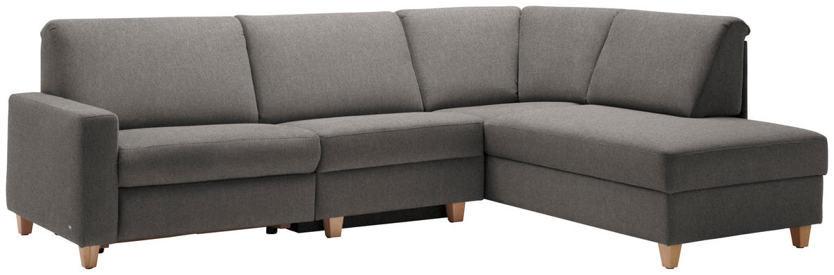 ECKSOFA in Flachgewebe Schlammfarben  261/203 cm  - Schlammfarben/Eichefarben, KONVENTIONELL, Holz/Textil (261/203cm) - Sedda