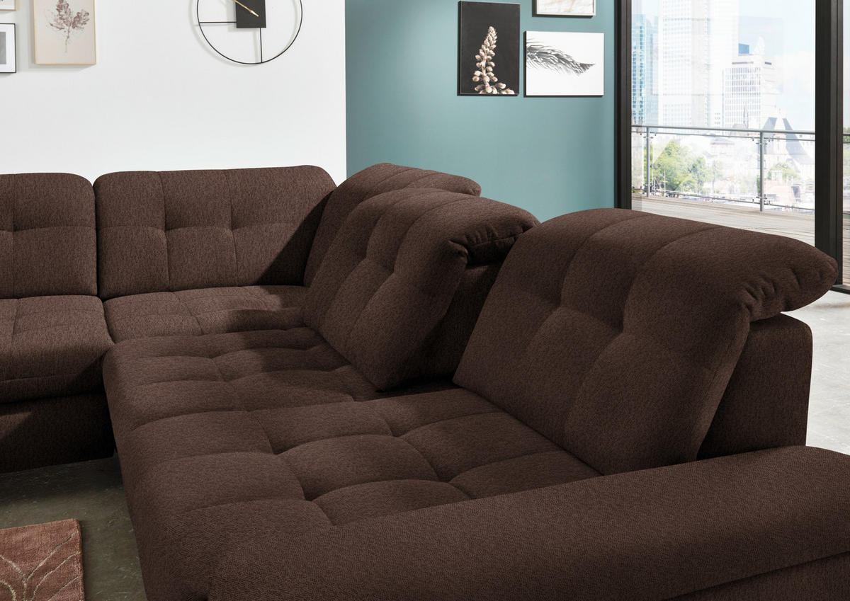 ECKSOFA in Chenille Dunkelbraun  260/310 cm  - Chromfarben/Dunkelbraun, Design, Textil/Metall (260/310cm) - Beldomo Speed