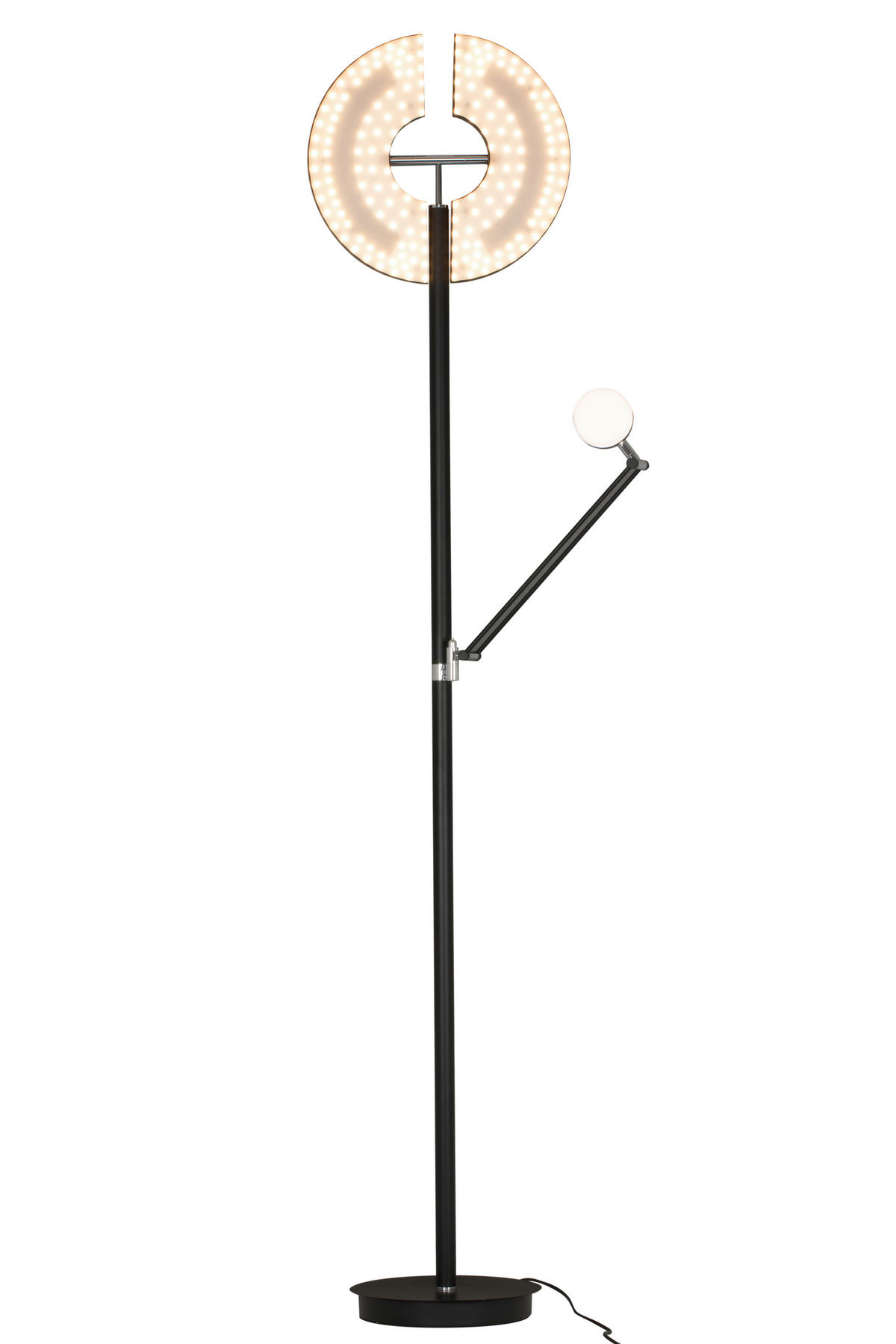 STOJACIA LED LAMPA, 41/39,35/182,80 cm - čierna/prírodná farba, Basics, kov/drevo (41/39,35/182,80cm) - Dieter Knoll