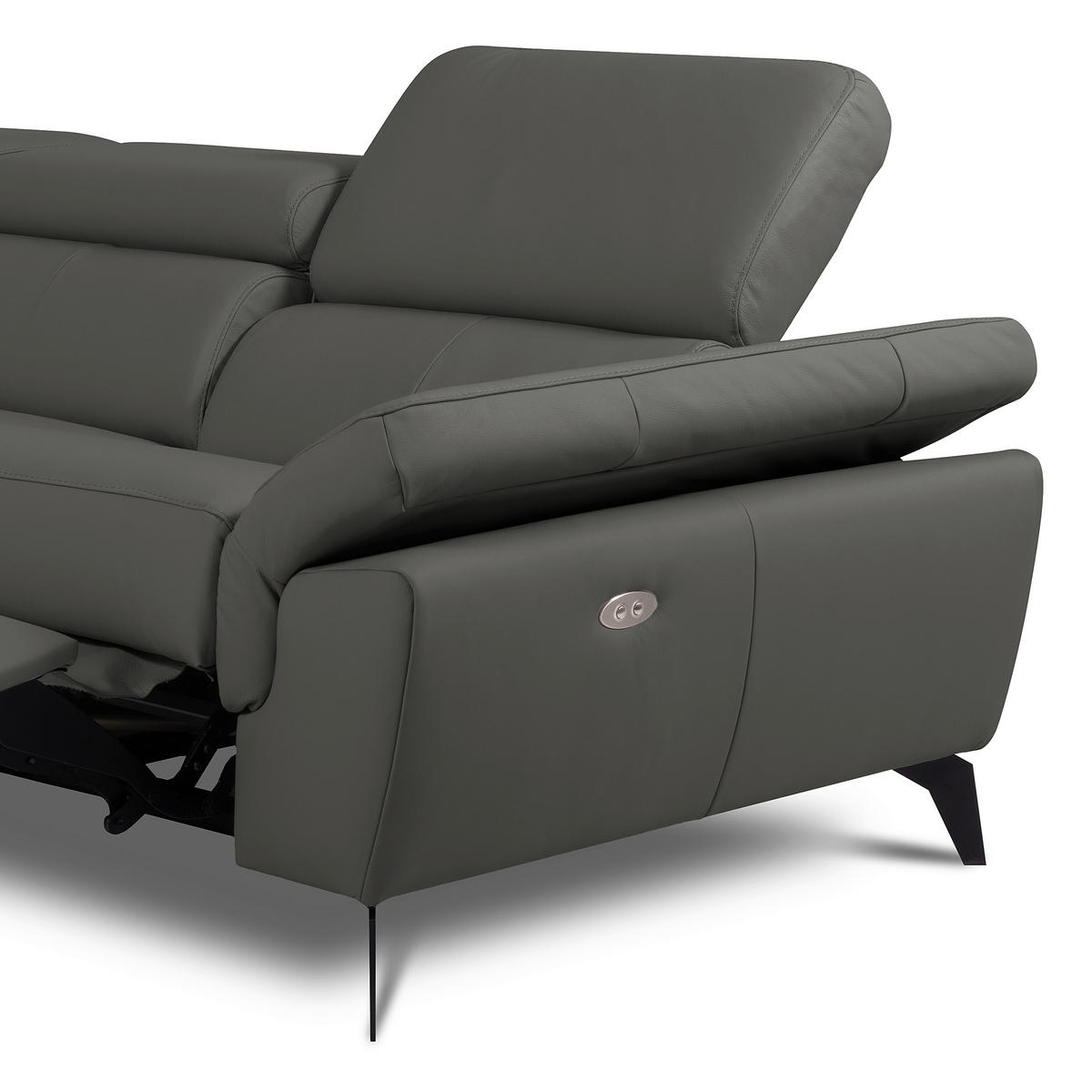ECKSOFA  in Lederlook Echtleder Anthrazit  179/252 cm  - Anthrazit/Schwarz, Design, Leder/Textil (179/252cm) - Livetastic