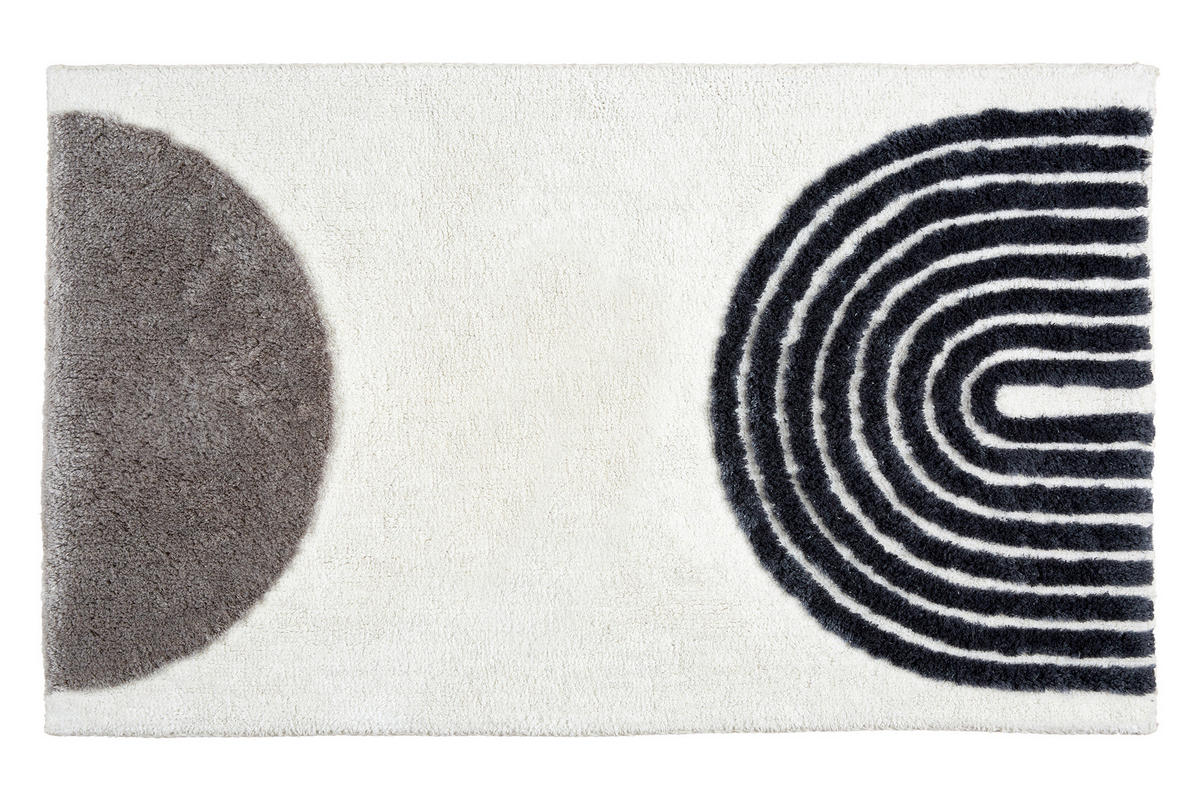 BADTEPPICH Barbados Schwarz, Weiß 60/90 cm  - Schwarz/Weiß, Basics, Textil (60/90cm) - Schöner Wohnen