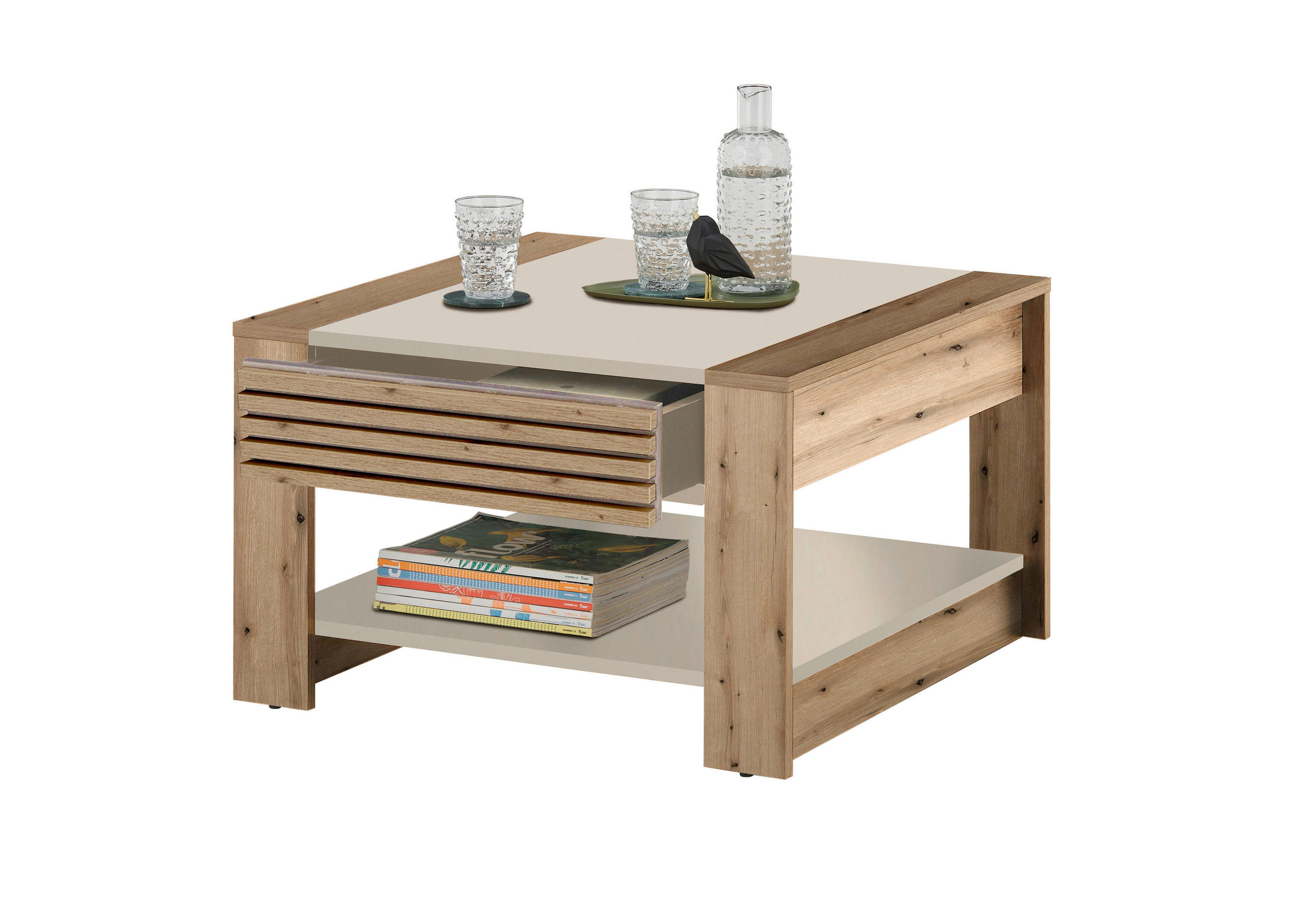 COUCHTISCH quadratisch Eichefarben, Kaschmir  - Kaschmir/Eichefarben, Design, Holzwerkstoff (70/42/70cm) - MID.YOU