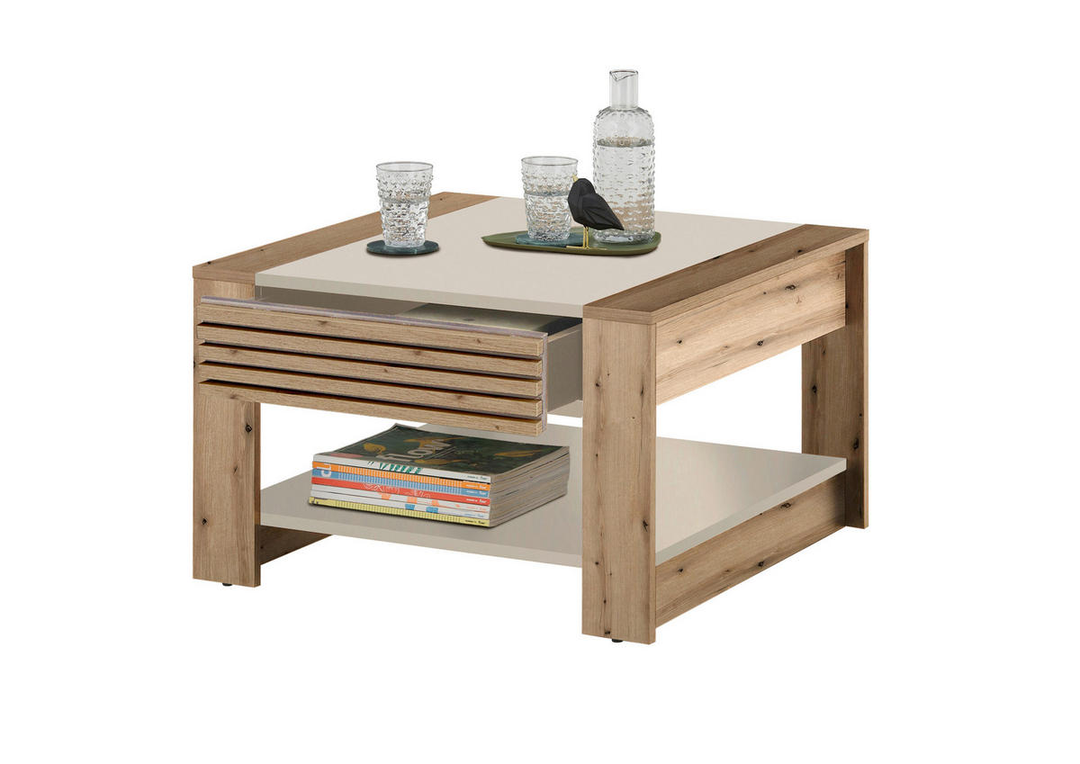 COUCHTISCH quadratisch Eichefarben, Kaschmir  - Kaschmir/Eichefarben, Design, Holzwerkstoff (70/42/70cm) - MID.YOU
