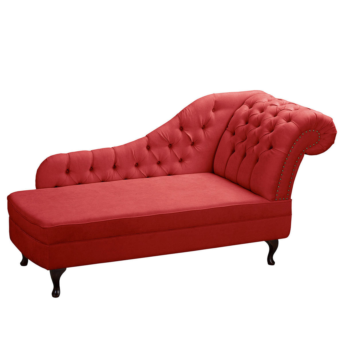 RÉCAMIERE Pako in Mikrofaser Rot  - Rot/Braun, Design, Holz/Textil (185/93/75cm) - Livetastic