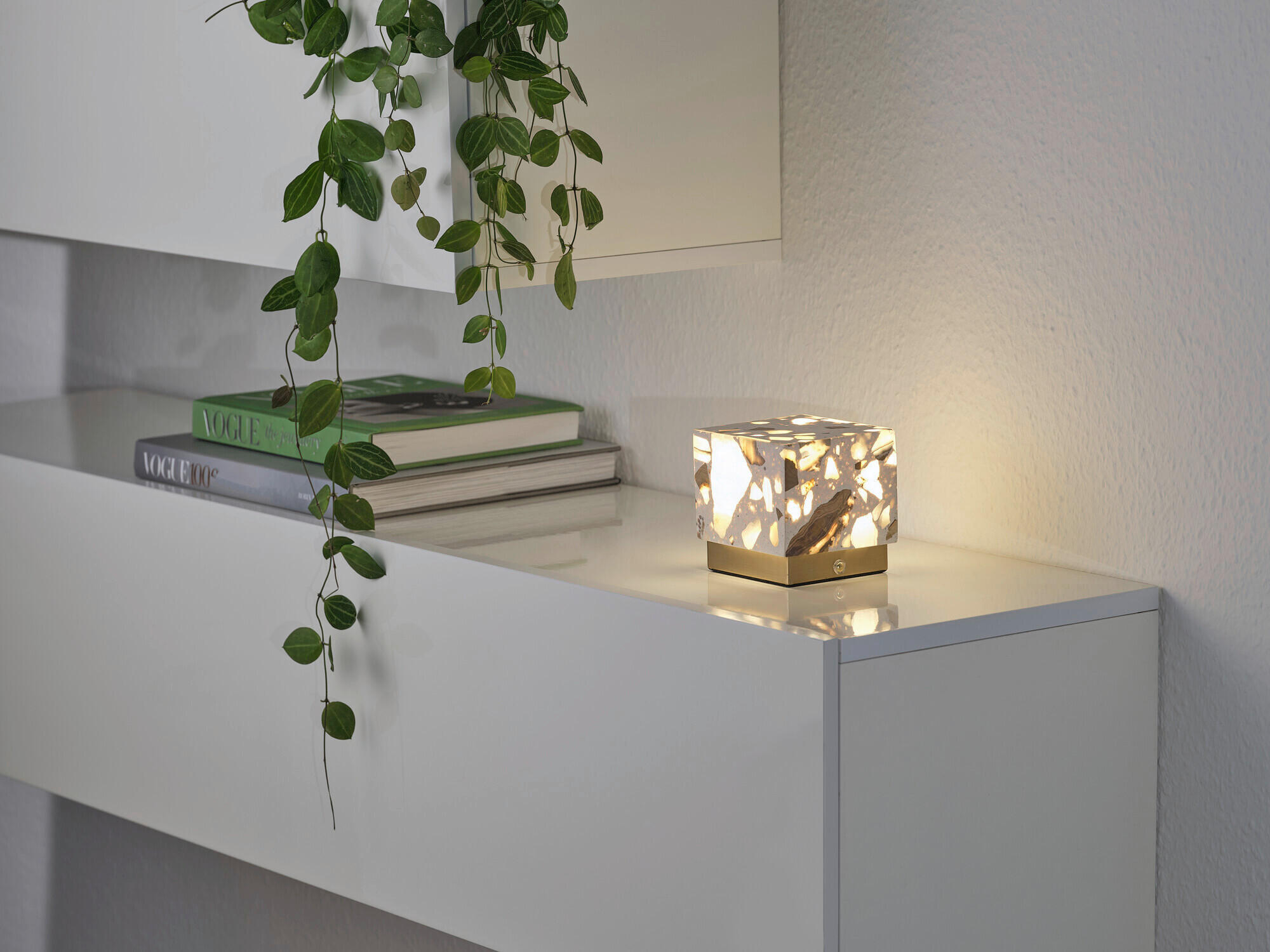 LED-TISCHLEUCHTE 10/10/9,7 cm - Beige, Design, Stein (10/10/9,7cm) - Osram