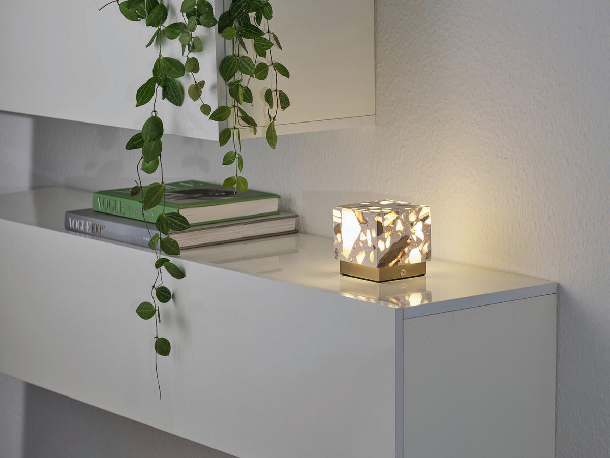 LED-TISCHLEUCHTE 10/10/9,7 cm   - Beige, Design, Stein (10/10/9,7cm) - Osram