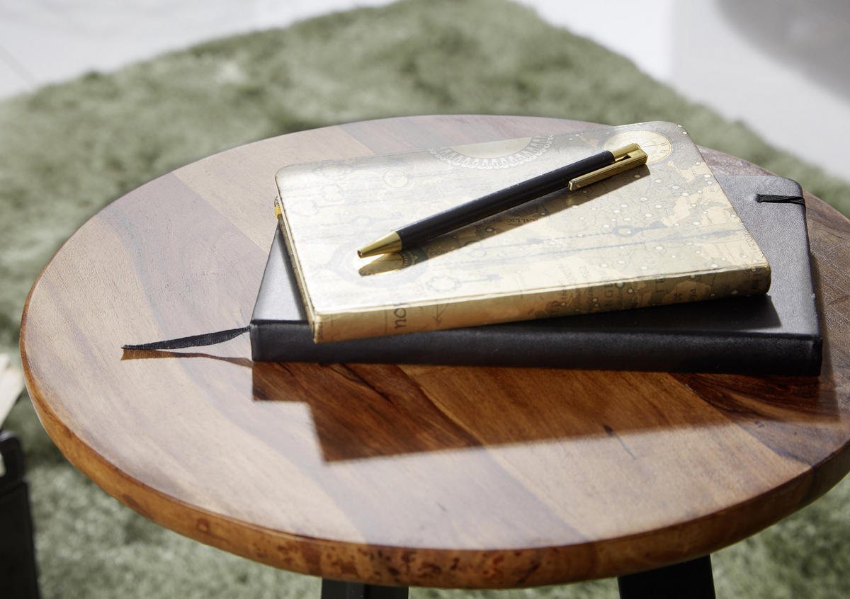 BEISTELLTISCH in Holz 35/35/45 cm  - Sheeshamfarben/Schwarz, Design, Holz/Metall (35/35/45cm) - MID.YOU
