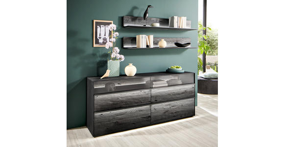 SIDEBOARD Anthrazit 190/80/44 cm - Anthrazit/Schwarz, Design, Glas/Holz (190/80/44cm) - Johann Jakob