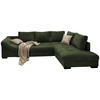 ECKSOFA Dunkelgrün Cord  - Dunkelgrün/Beige, Design, Holz/Textil (298/202cm) - MID.YOU
